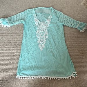turquoise swimsuit cover-up